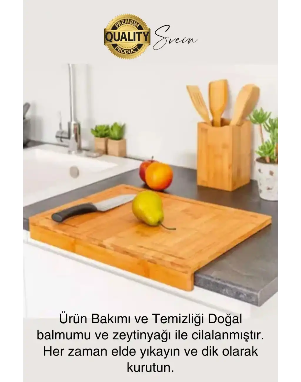 Ahşap Kesme Tahtası Panosu Doğrama Ayaklı Tezgah Üstü Hijyenik Deforme Olmaz Dayanıklı 35x24 cm