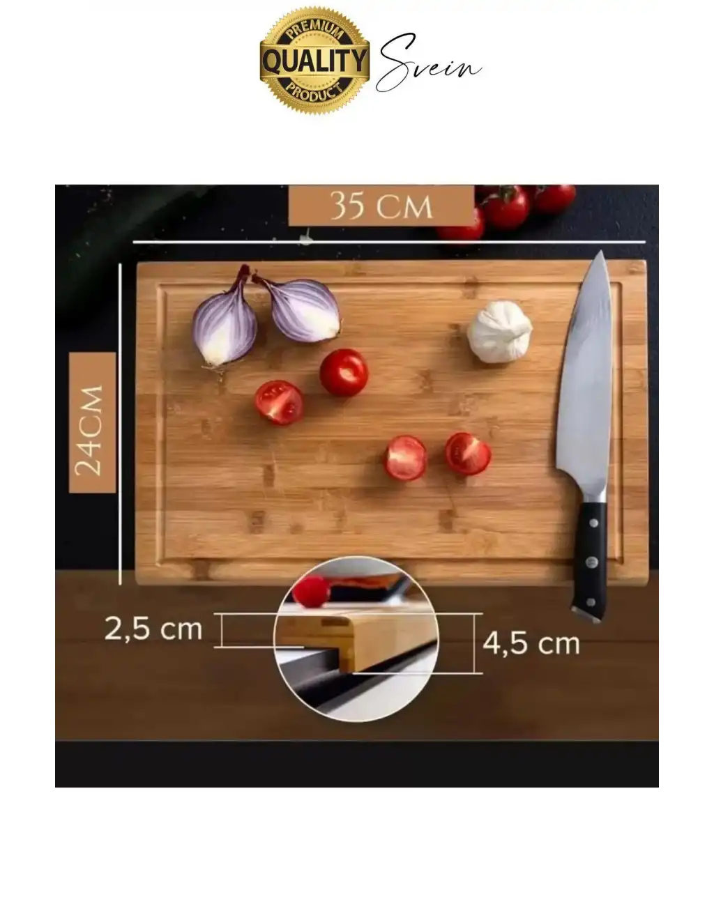 Ahşap Kesme Tahtası Panosu Doğrama Ayaklı Tezgah Üstü Hijyenik Deforme Olmaz Dayanıklı 35x24 cm