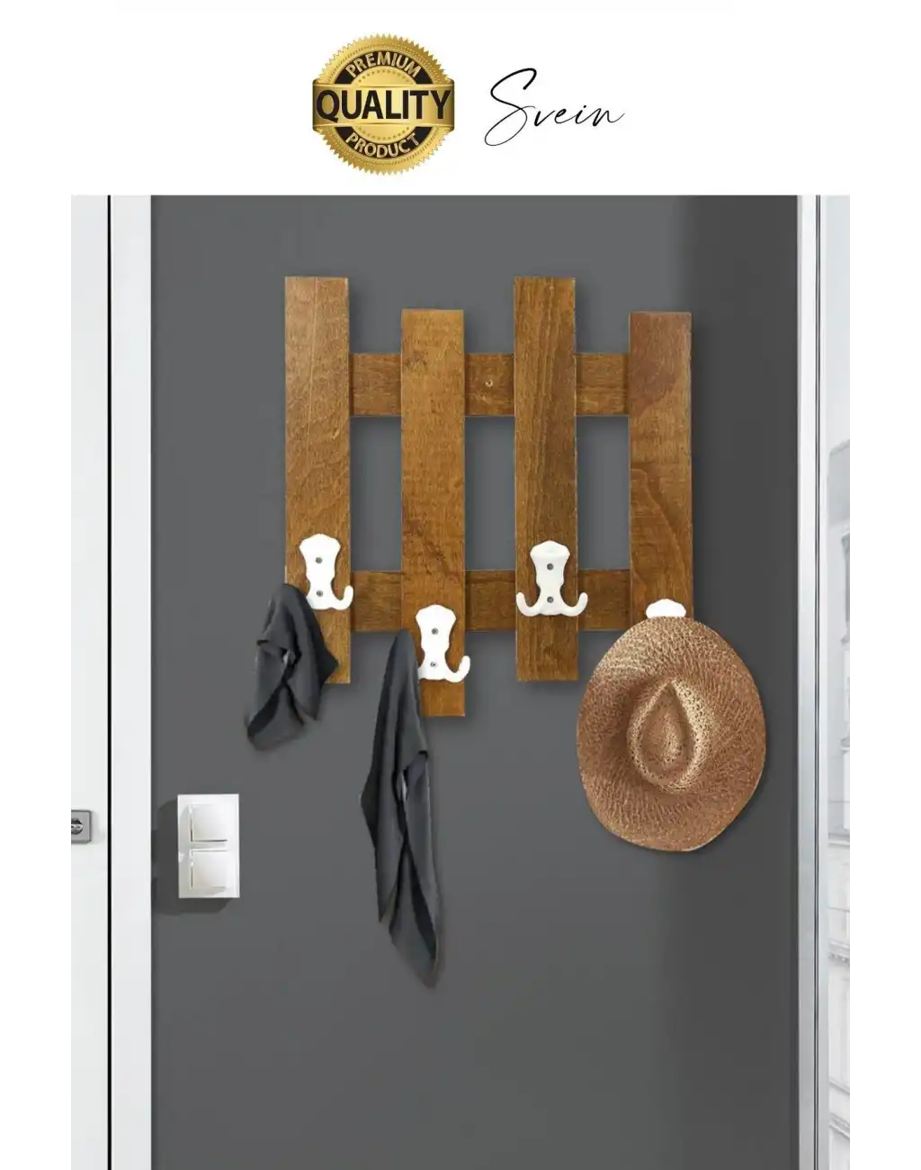 Özel Tasarım 5 Kancalı Doğal Ahşap Duvar Kapı Askısı Elbise Askılık Portmanto Vestiyer Anahtarlık
