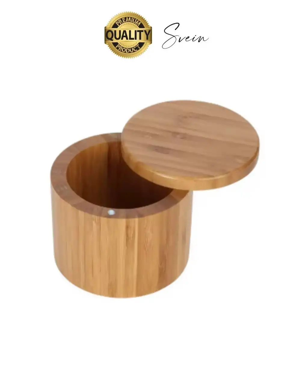 Premium Doğal Bambu Saklama Kabı Ahşap Baharat Kavanozu Kutusu Döner Kapaklı Mutfak Yuvarlak Tuz