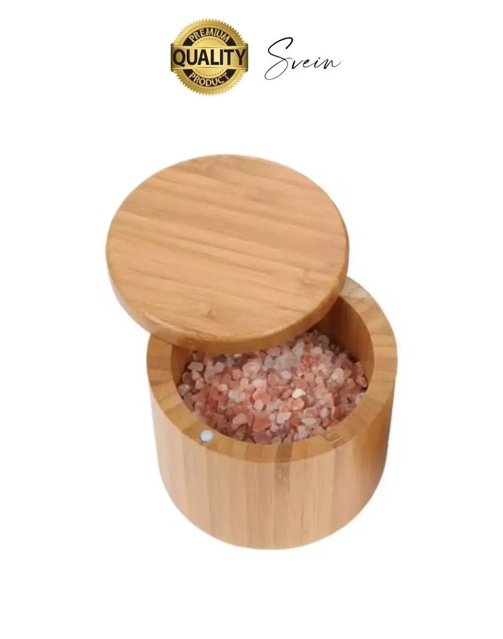 Premium Doğal Bambu Saklama Kabı Ahşap Baharat Kavanozu Kutusu Döner Kapaklı Mutfak Yuvarlak Tuz