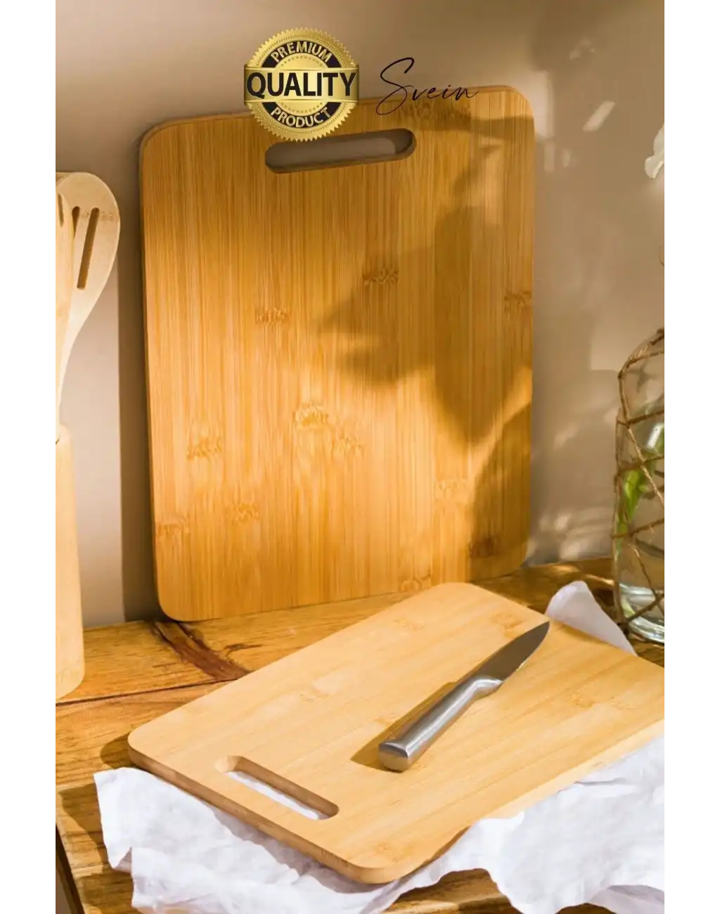 Bambu Kesme Doğrama Tahtası Ahşap Kesim Panosu Et Tavuk Balık Sebze Antibakteriyel Yıkanabilir