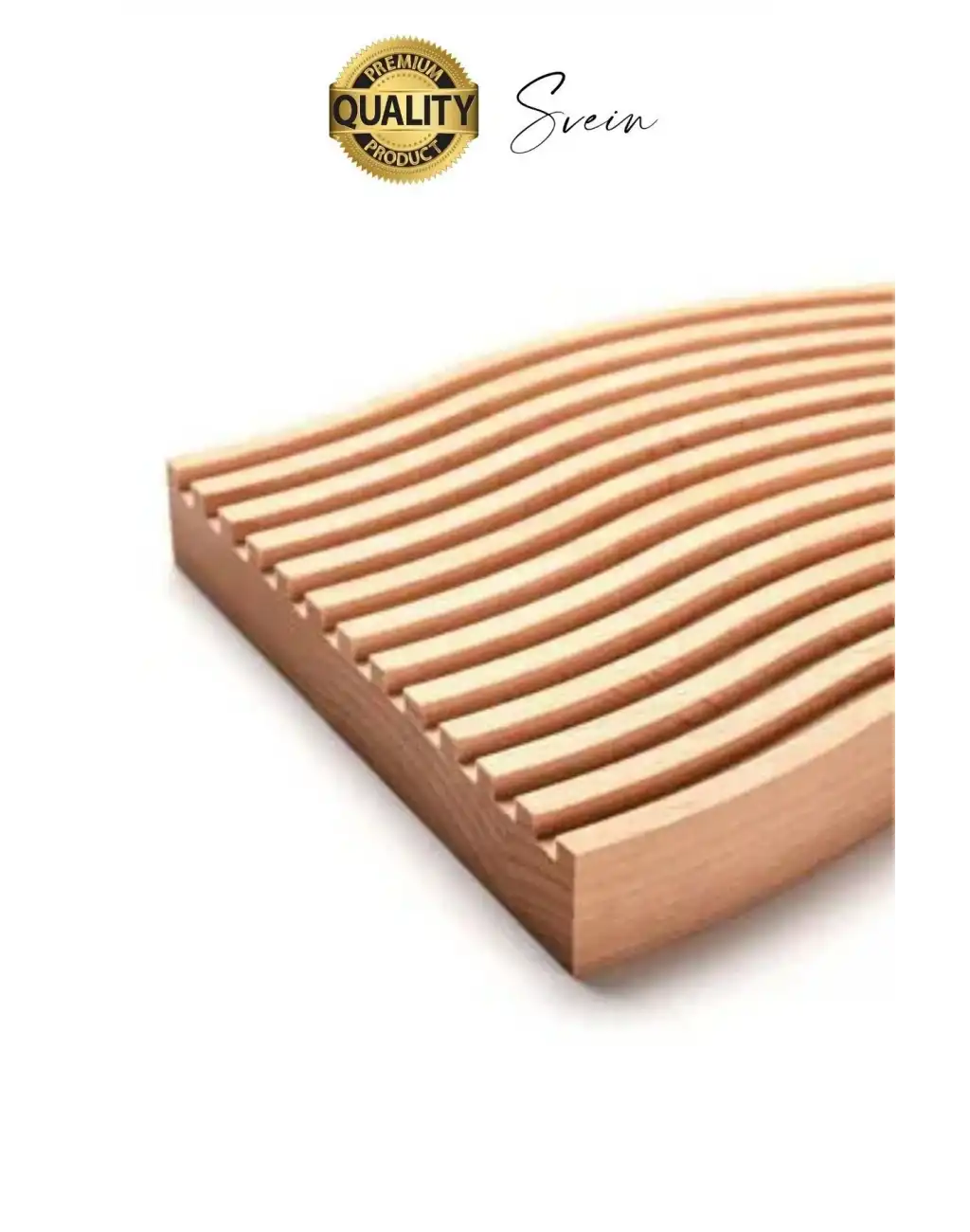 Premium Çok Amaçlı Diktörtgen Çift Taraflı Düz Dalgalı Oyuk Desenli Ahşap Bambu Sunum Tepsi 39x15 cm