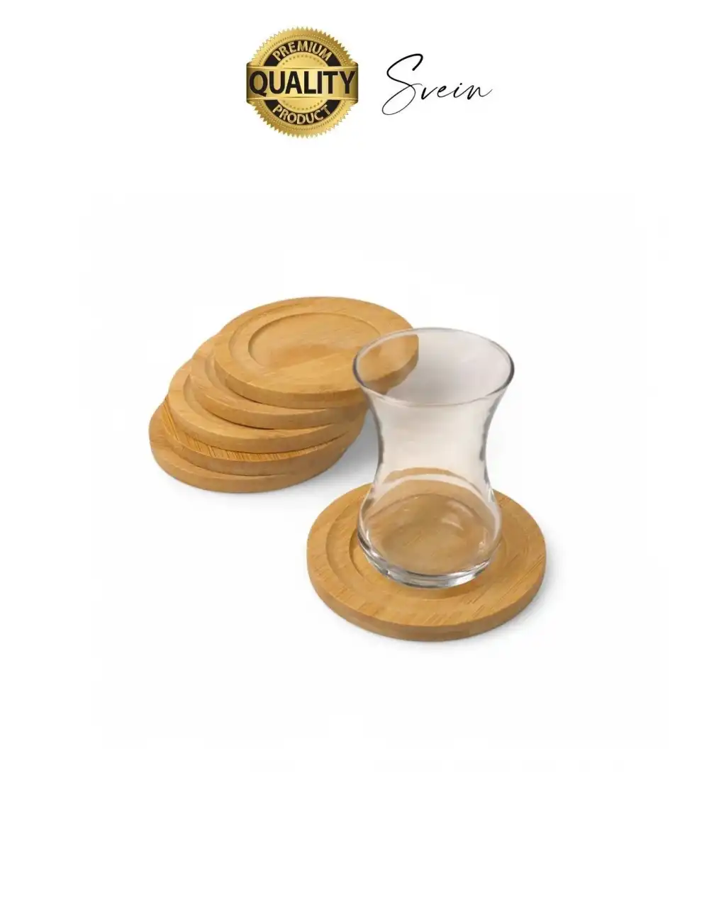 6lı Bambu Ahşap Çay Tabağı Altlığı Seti Kahve Yuvarlak Fincan Kupa Bardak Sunum Takımı Yıkanabilir