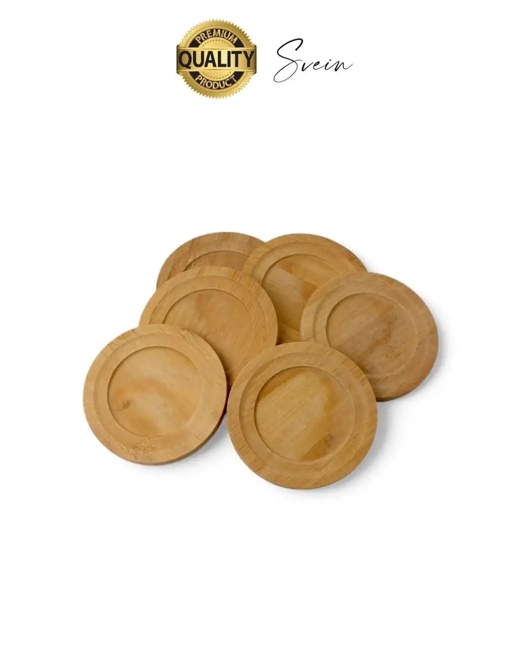 6lı Bambu Ahşap Çay Tabağı Altlığı Seti Kahve Yuvarlak Fincan Kupa Bardak Sunum Takımı Yıkanabilir