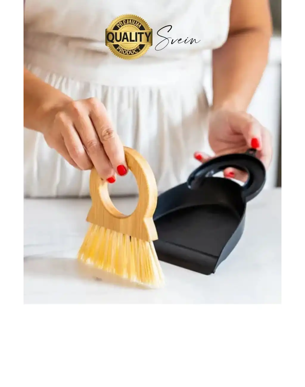 Yuvarlak Bambu Saplı Mini Süpürge Faraş Seti Masaüstü Süpürme Kürek Fırçalı Klavye Temizleme Küçük