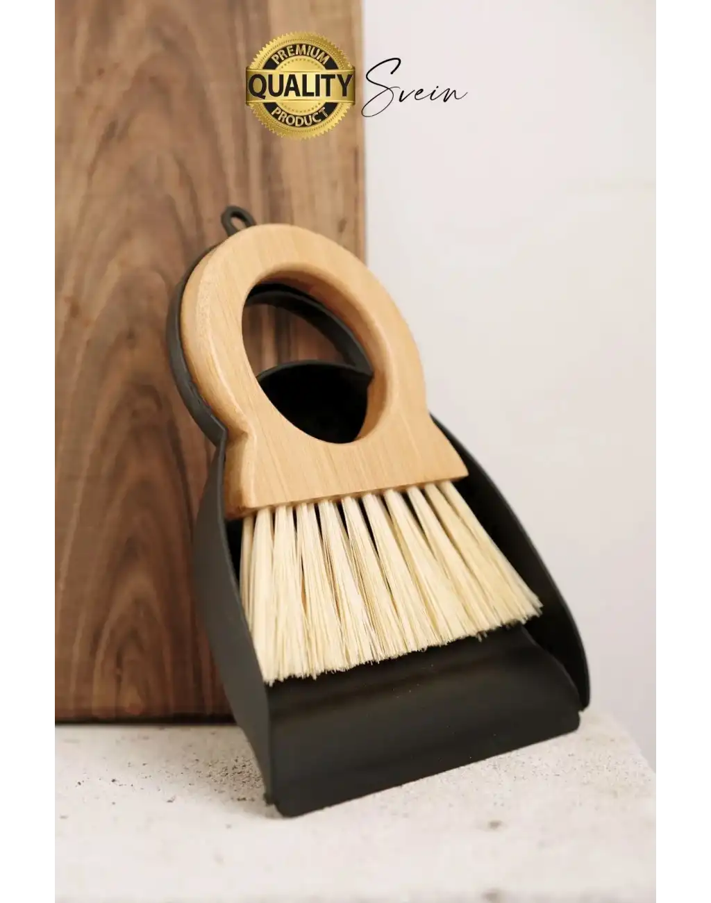 Yuvarlak Bambu Saplı Mini Süpürge Faraş Seti Masaüstü Süpürme Kürek Fırçalı Klavye Temizleme Küçük