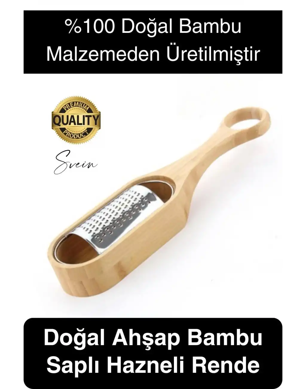 Doğal Ahşap Bambu Saplı Hazneli Rende Peynir Limon Zencefil Sarımsak El Rendesi Asma Sap