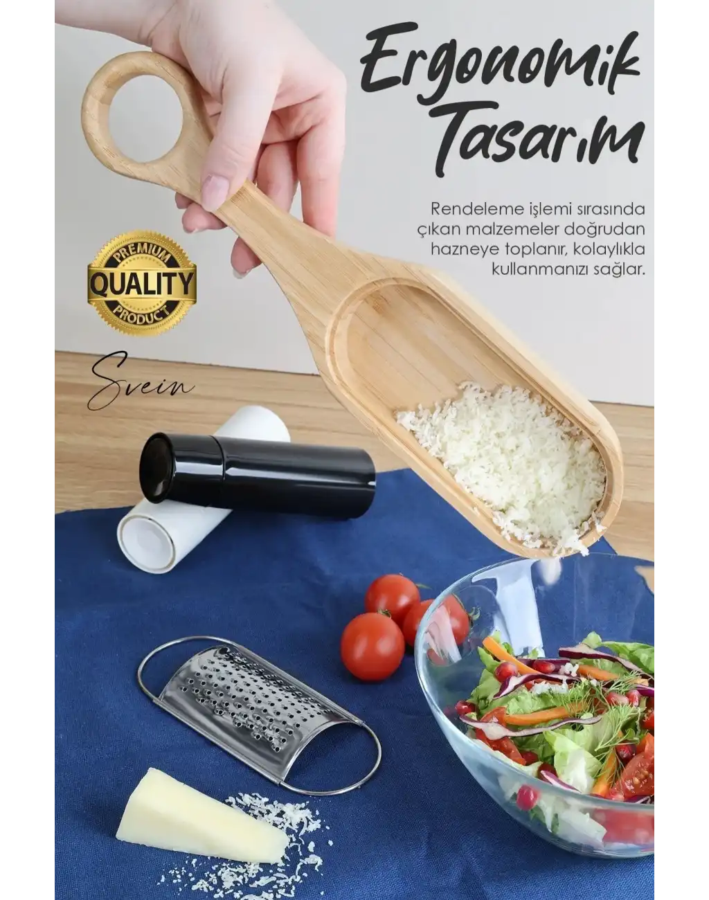 Doğal Ahşap Bambu Saplı Hazneli Rende Peynir Limon Zencefil Sarımsak El Rendesi Asma Sap