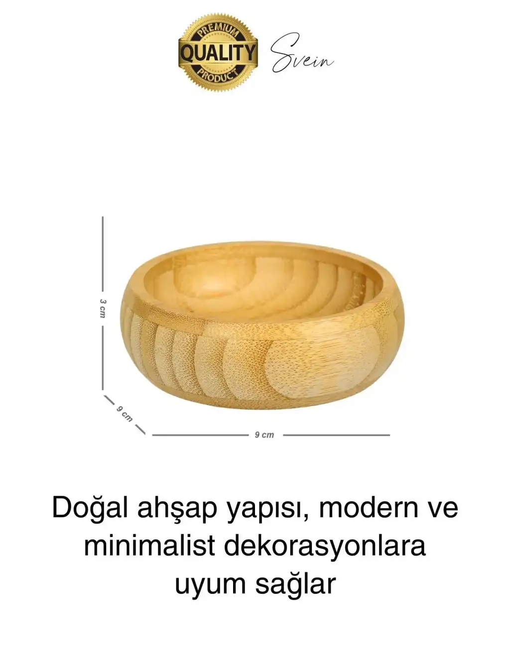 Premium 3lü Doğal Bambu Çerezlik Seti Ahşap Dekoratif Sade Kase Yuvarlak Atıştırmalık Kabı Sosluk