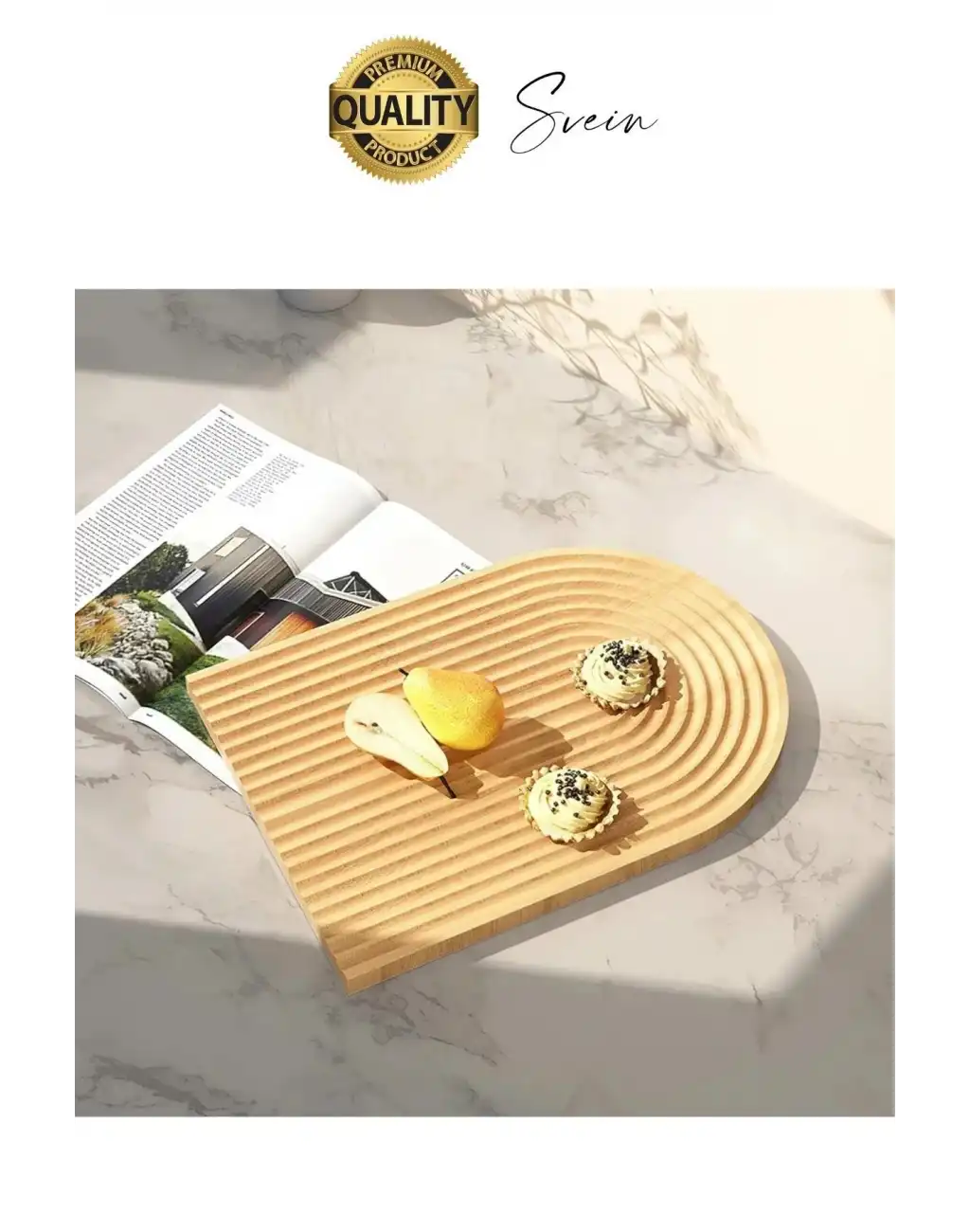 Dekoratif Ahşap Oymalı Kahverengi Gökkuşağı Çay Kahve Sunum Tepsisi Tabağı Doğal Şık Dekor Sunumluk