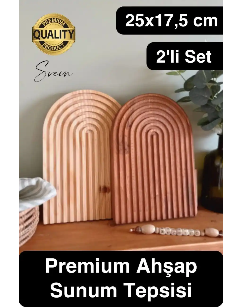 Dekoratif Ahşap Oymalı Kahverengi Bambu Gökkuşağı Sunum Tepsisi Tabağı Doğal Şık Dekor Sunumluk