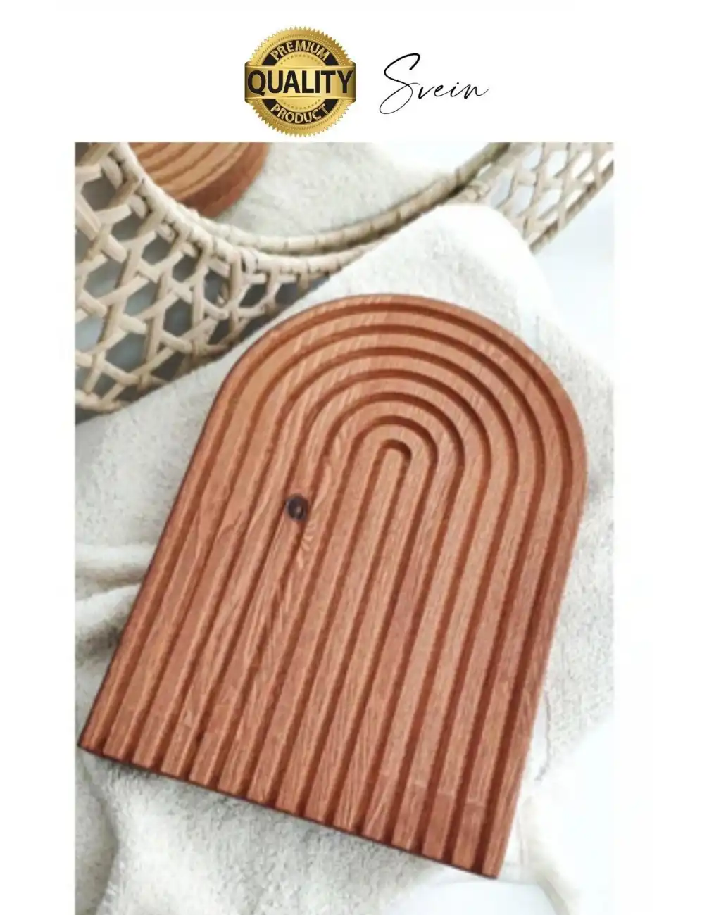 Dekoratif Ahşap Oymalı Kahverengi Bambu Gökkuşağı Sunum Tepsisi Tabağı Doğal Şık Dekor Sunumluk