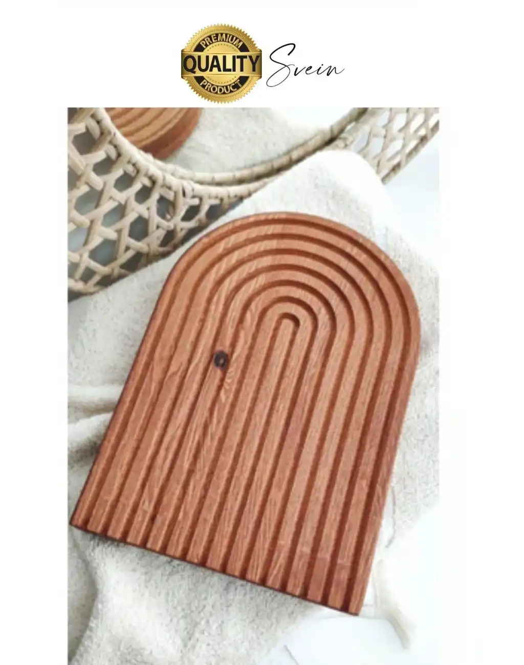 Dekoratif Ahşap Oymalı Kahverengi Gökkuşağı Çay Kahve Sunum Tepsisi Tabağı Doğal Şık Dekor Sunumluk