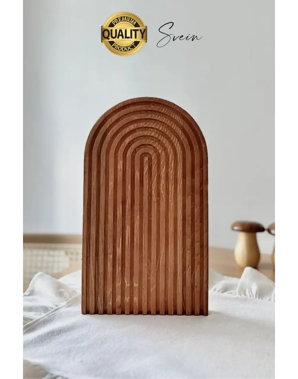 Dekoratif Ahşap Oymalı Kahverengi Gökkuşağı Çay Kahve Sunum Tepsisi Tabağı Doğal Şık Dekor Sunumluk