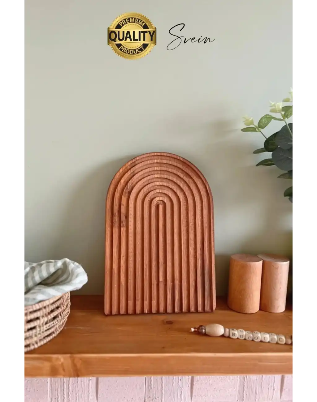 Dekoratif Ahşap Oymalı Kahverengi Gökkuşağı Çay Kahve Sunum Tepsisi Tabağı Doğal Şık Dekor Sunumluk