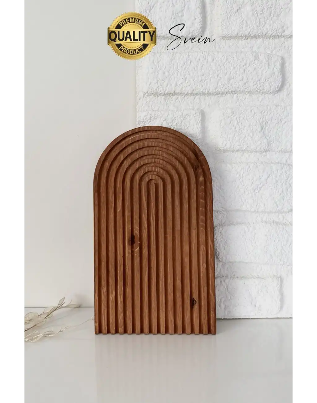 Dekoratif Ahşap Oymalı Kahverengi Gökkuşağı Çay Kahve Sunum Tepsisi Tabağı Doğal Şık Dekor Sunumluk