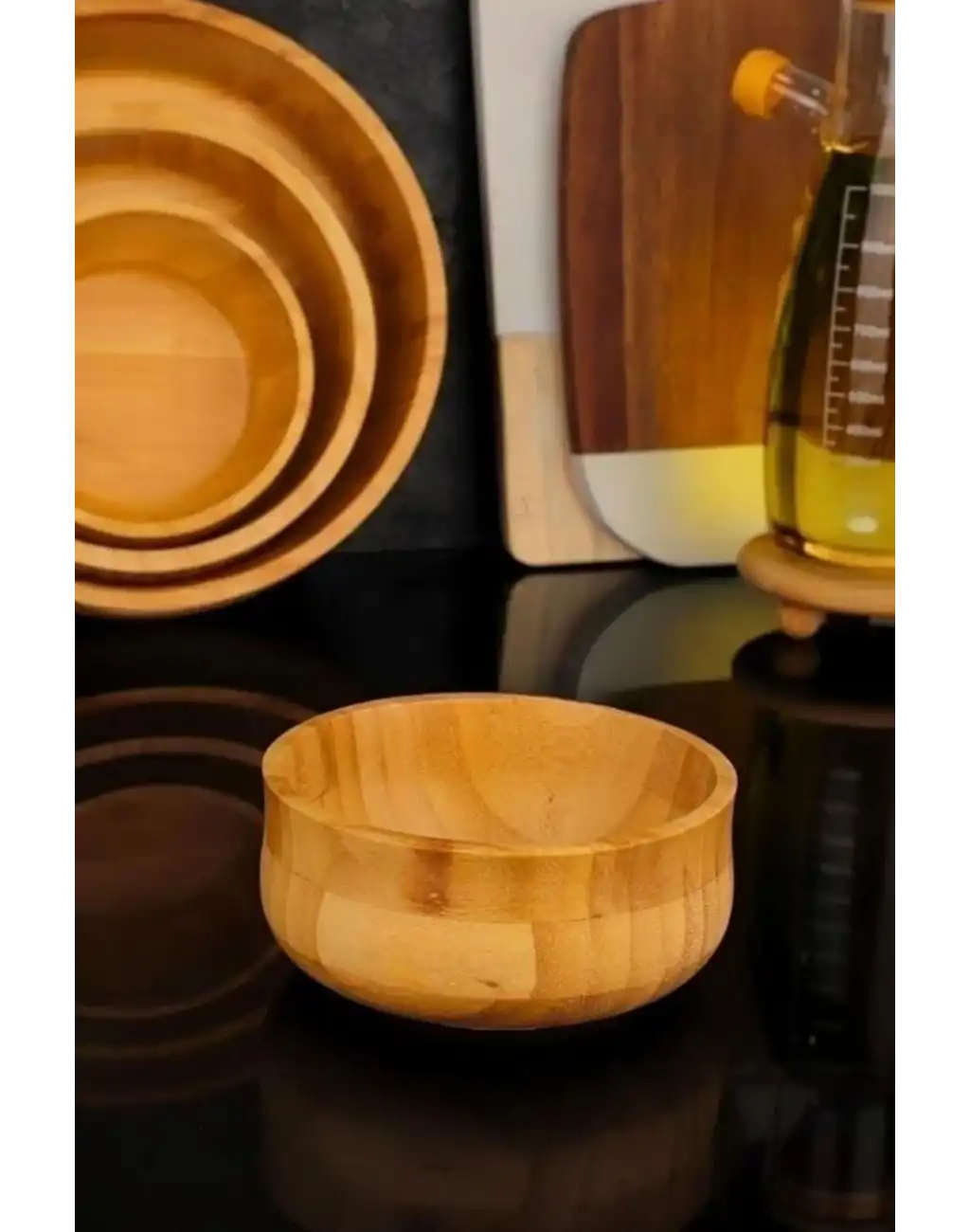 Özel Üretim Doğal Bambu Yuvarlak Çerezlik Kasesi Tabağı Lokumluk Sunumluk Masa Zeytinlik Kahvaltılık