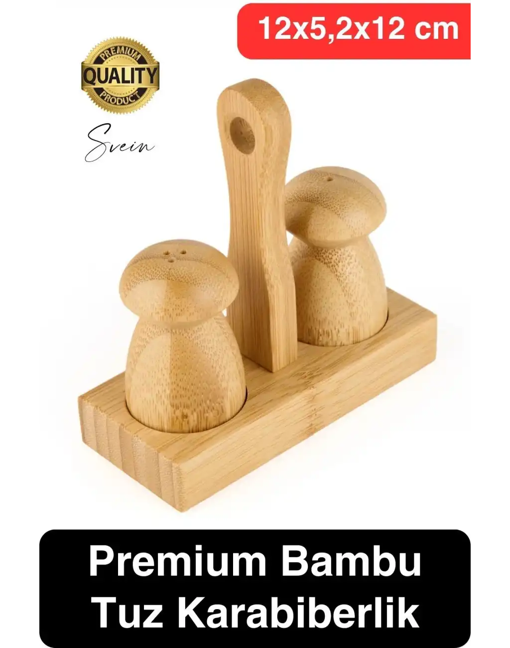 Özel Tasarım Standlı Bambu Tuzluk Karabiberlik 2li Mantar Set Baharatlık Biberlik Antibakteriyel