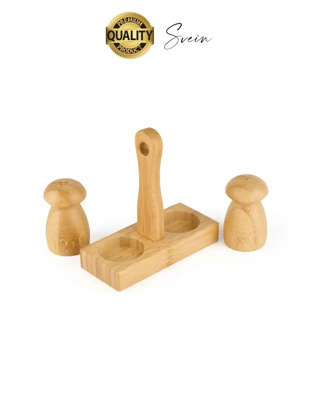 Özel Tasarım Standlı Bambu Tuzluk Karabiberlik 2li Mantar Set Baharatlık Biberlik Antibakteriyel