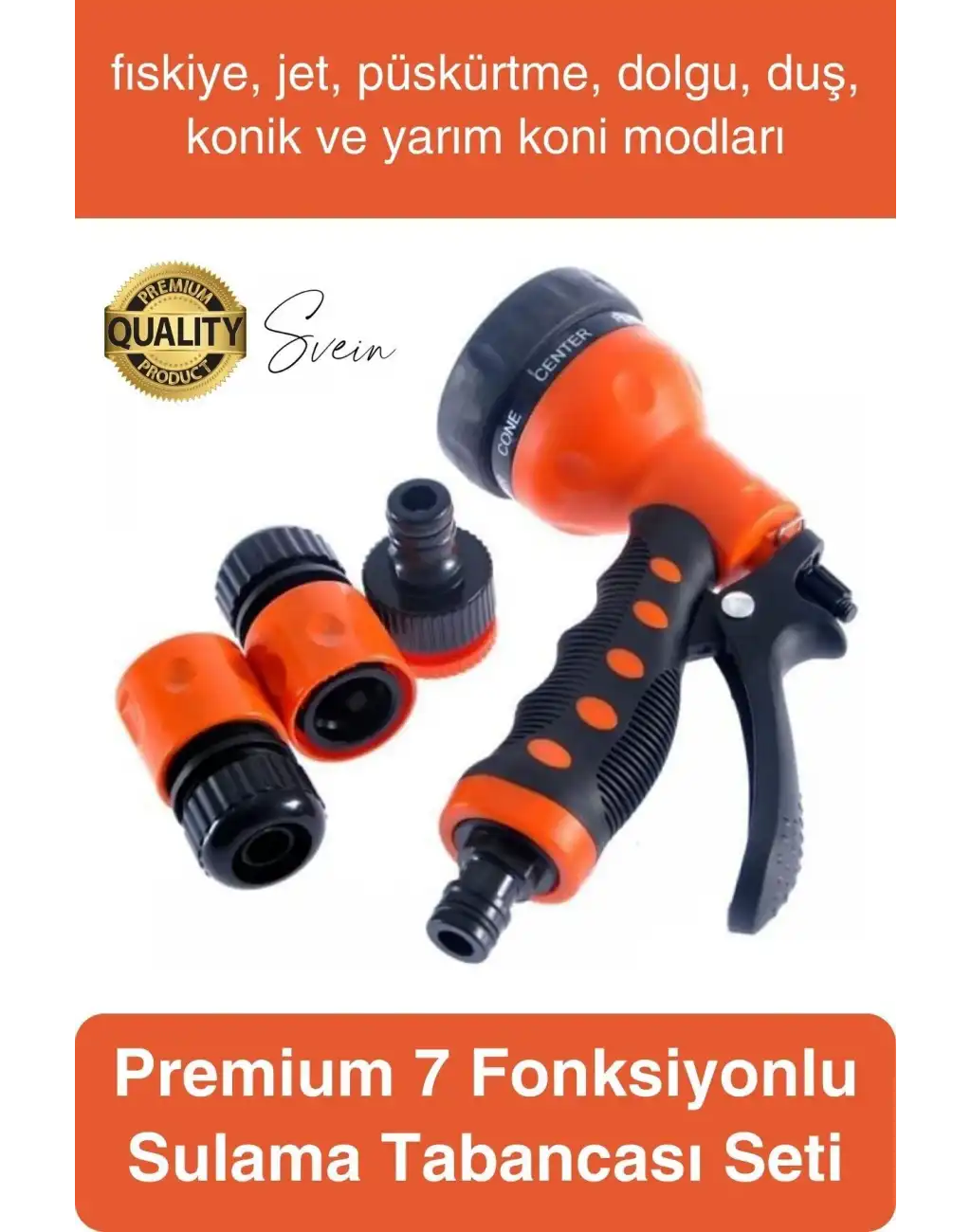 Yüksek Basınçlı 7 Fonksiyonlu Sulama Tabancası Seti Bağlantı Aparatı Araç Bahçe Sulama Yıkama