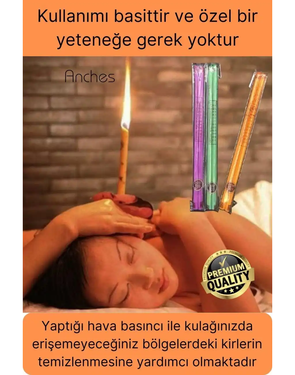 Pratik 100% Doğal Aromaterapi Bakım Buşon Dış Kulak İçi Kir Temizleme Mumu Konisi Çubuğu 5 Çift