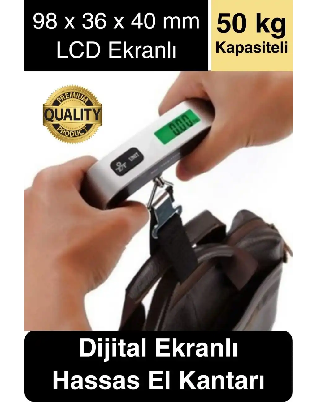 Taşınabilir Dijital Ekranlı Pilli El Kantarı Hassas Terazi Seyahat Yolculuk Bavul Çanta Tartı 50 Kg
