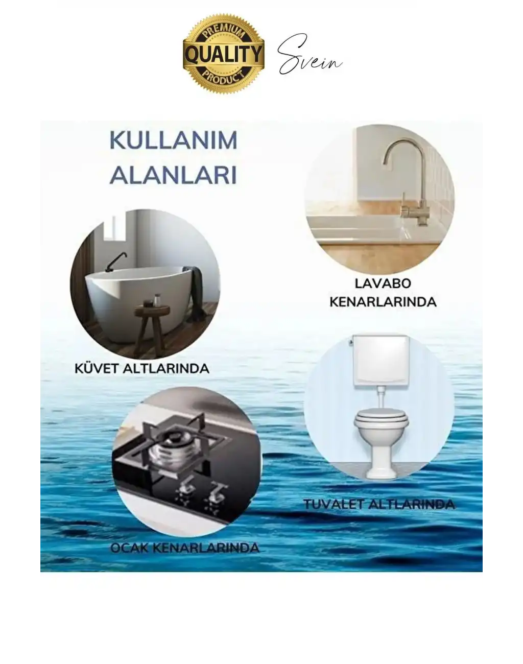 Premium Gri Ocak Tezgah Kenarı Banyo Mutfak Sızdırmaz Bant Su Geçirmez Küfe Dayanıklı 3,2 mt 3 Adet