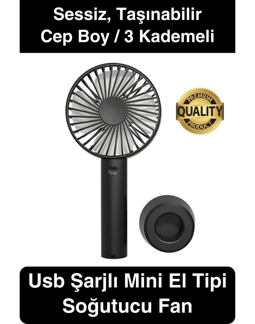 Taşınabilir El Tipi Usb Şarjlı 3 Kademeli Mini Pervane Serinletici Fan Soğutucu Sessiz Çalışabilen