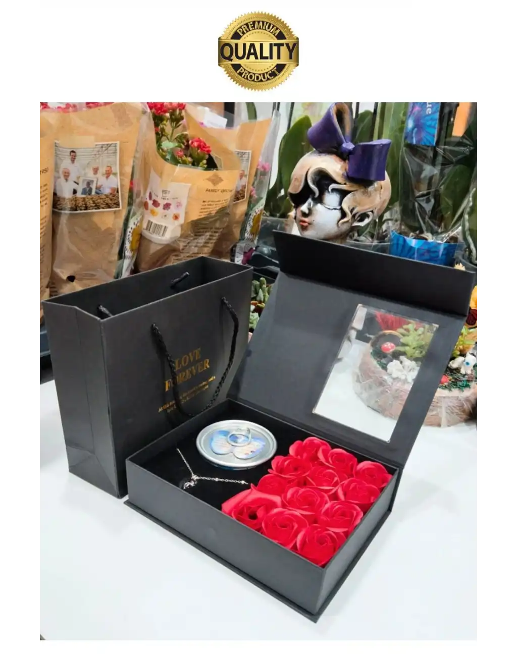 14 Şubat Özel Gün Sevgiliye Kutulu İnci Kolye Seti Arkadaşa Anneye Hediye Gül İstiridye Seti Tasarım