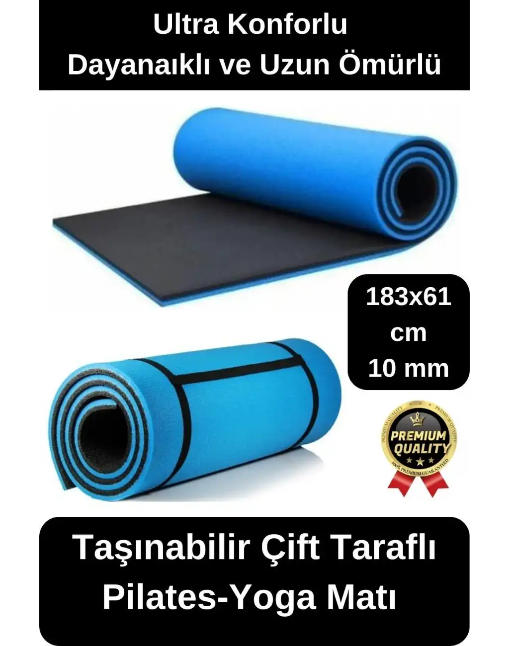 Ultra Konforlu Taşınabilir Askılı ve Kalın Çift Taraflı Destekleyici Meditasyon Pilates Yoga Matı