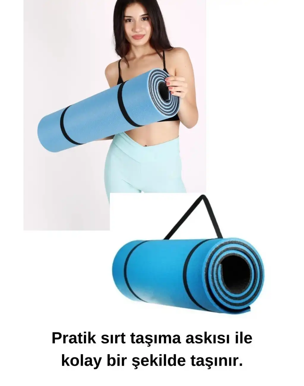 Ultra Konforlu Taşınabilir Askılı ve Kalın Çift Taraflı Destekleyici Meditasyon Pilates Yoga Matı