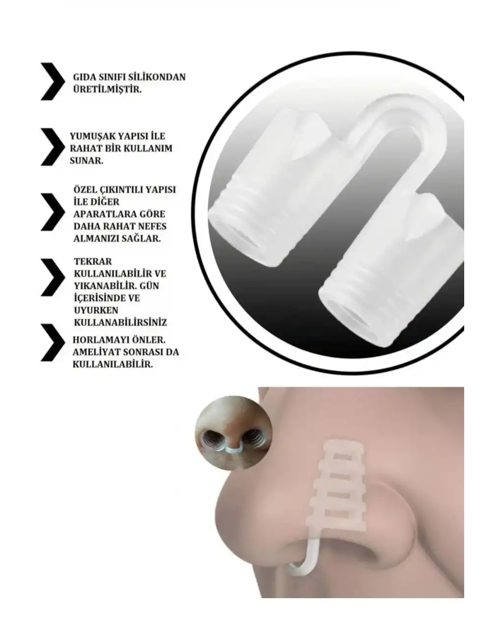 Premium Kesintisiz Uyku Nefes Alıp Vermede Kolaylık Horlama Azaltıcı Burun Delik Aparatı 4 Adet