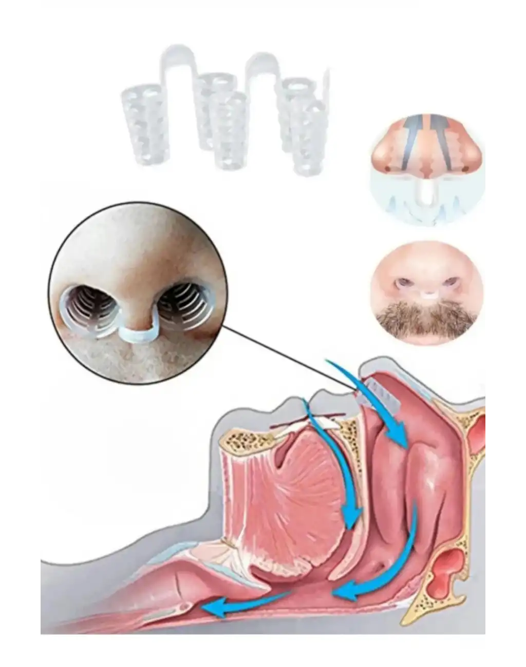 Premium Kesintisiz Uyku Nefes Alıp Vermede Kolaylık Horlama Azaltıcı Burun Delik Aparatı 4 Adet