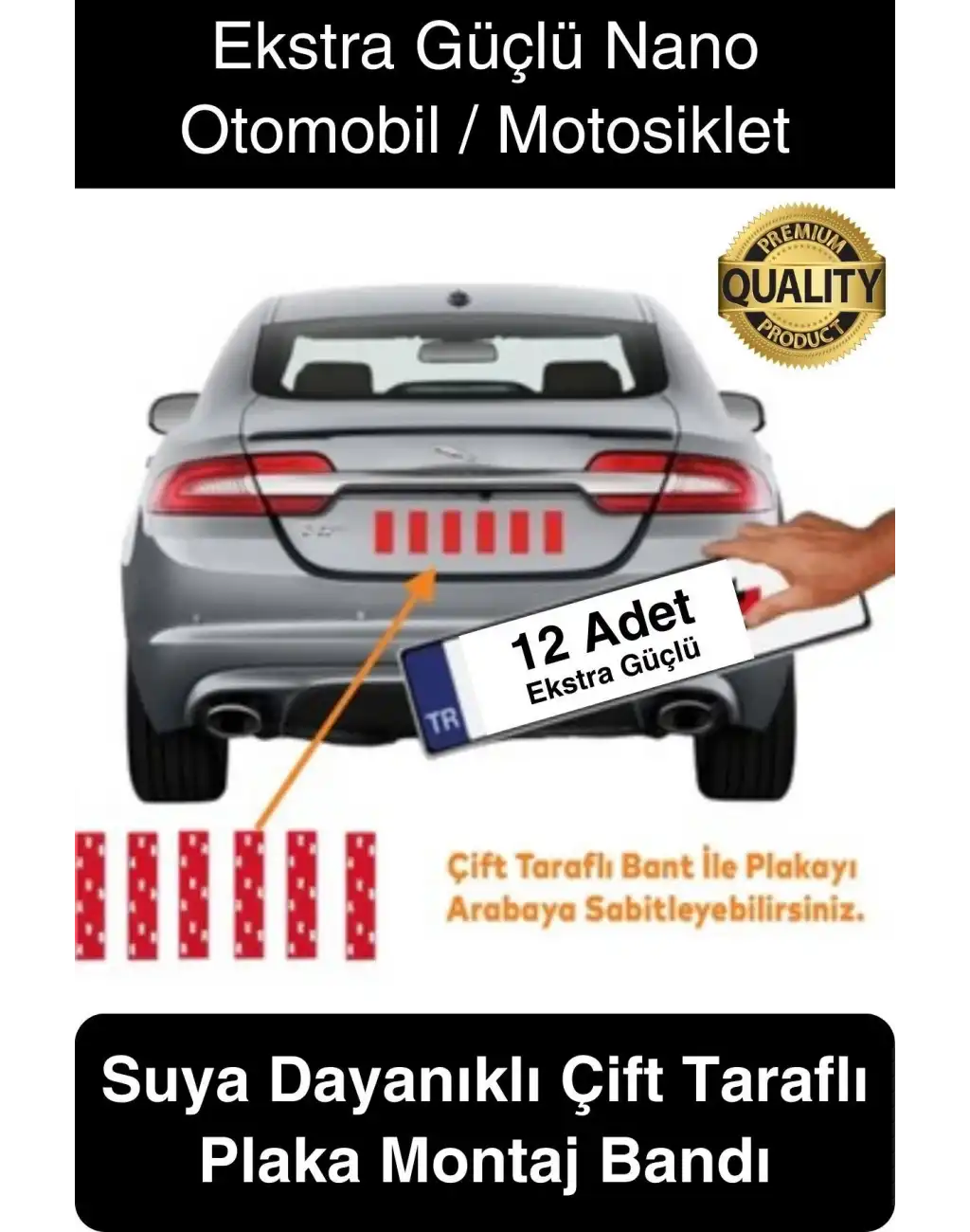 Ekstra Güçlü Suya Dayanıklı Çift Taraflı Otomobil Motosiklet Kamyon Plaka Yapıştırma Montaj Bandı