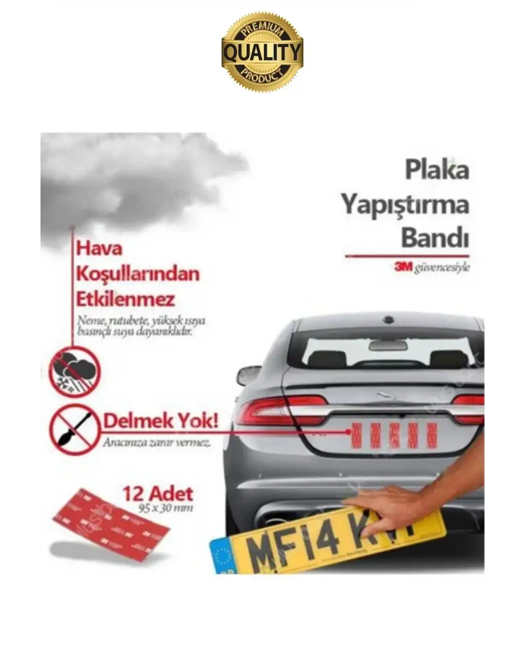 Ekstra Güçlü Suya Dayanıklı Çift Taraflı Otomobil Motosiklet Kamyon Plaka Yapıştırma Montaj Bandı