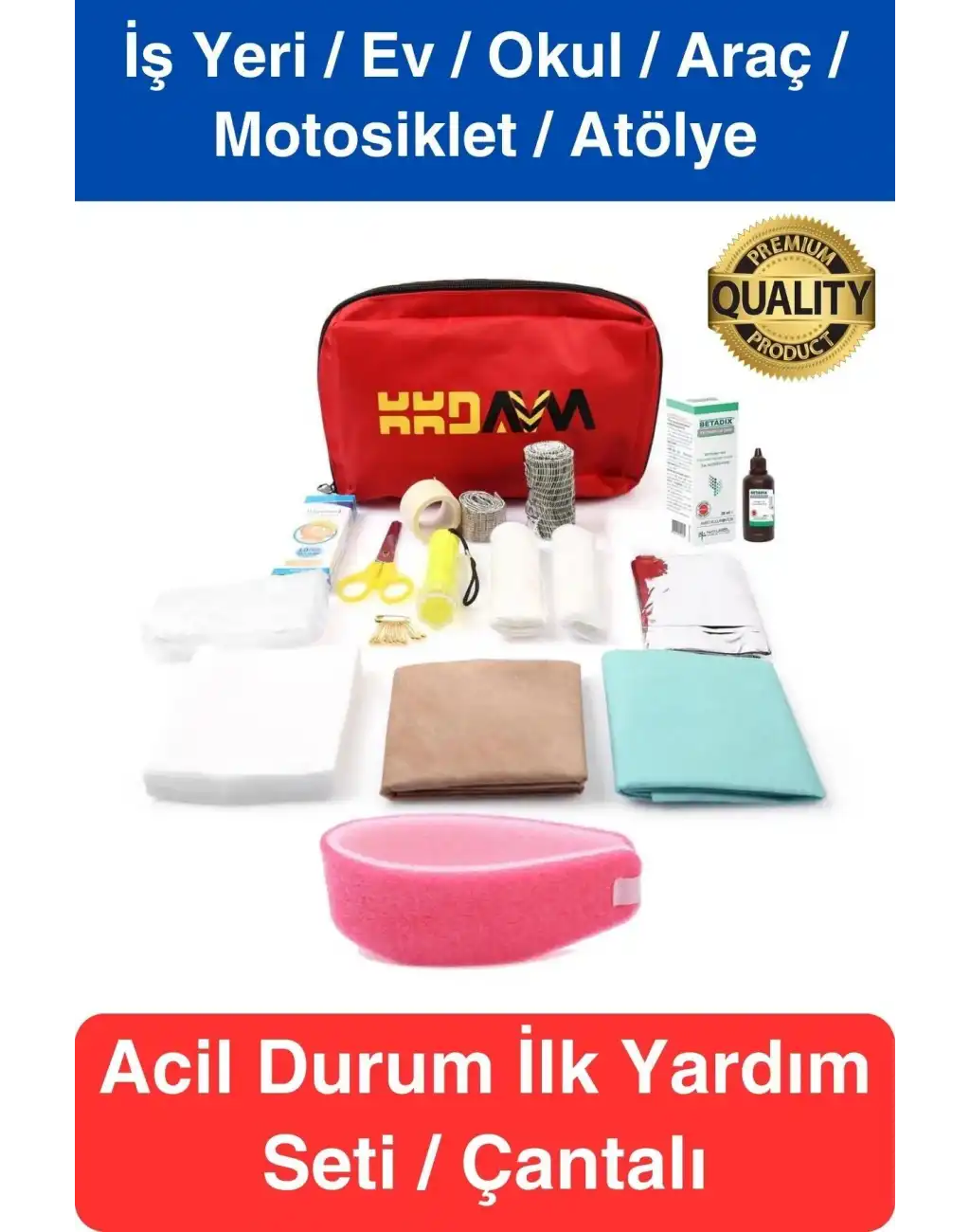 İş Yeri Okul Ev Araç Motosiklet İlk Yardım Seti Çantalı Acil Müdahale Kiti Ecza Dolabı Medikal