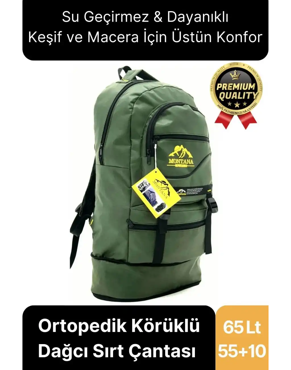 65 Lt Ortopedik Dayanıklı Büyük Boy Çok Gözlü Su Geçirmez Körüklü Kamp Trekking Outdoor Sırt Çantası