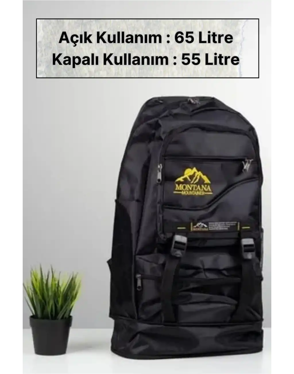 65 Lt Ortopedik Dayanıklı Büyük Boy Çok Gözlü Su Geçirmez Körüklü Kamp Trekking Outdoor Sırt Çantası