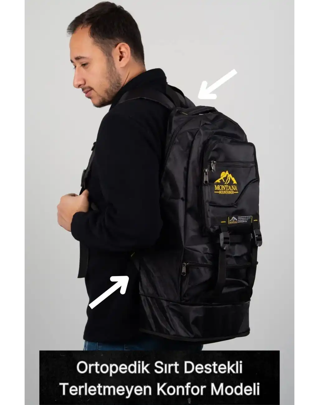 65 Lt Ortopedik Dayanıklı Büyük Boy Çok Gözlü Su Geçirmez Körüklü Kamp Trekking Outdoor Sırt Çantası