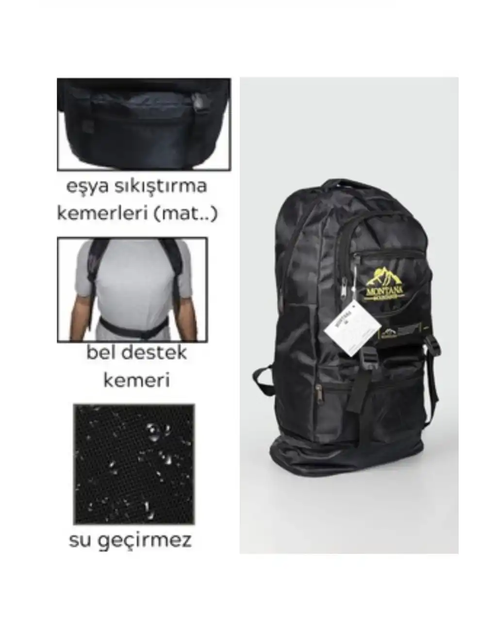 65 Lt Ortopedik Dayanıklı Büyük Boy Çok Gözlü Su Geçirmez Körüklü Kamp Trekking Outdoor Sırt Çantası