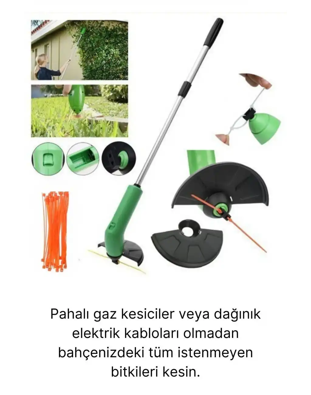 Portatif Mini Çok Fonkiyonlu Güçlü Kablo Gaz Gerektirmez Pilli Bağ Bahçe Çim Ot Biçme Aleti