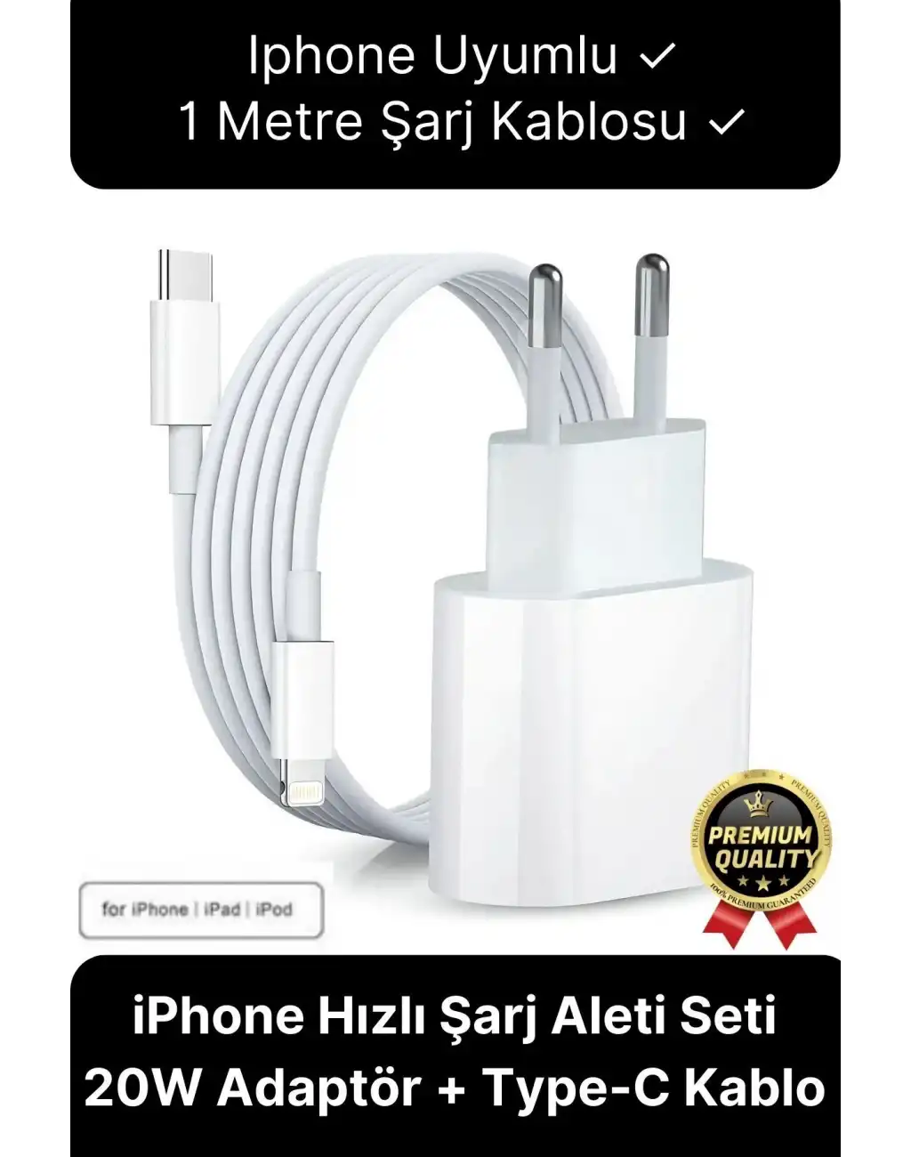 İphone Uyumlu Type-c Kablo 20w Hızlı Şarj Adaptörü Yeni Serilere Uygun 7 8 X 11 12 13 14 15 Plus Pro
