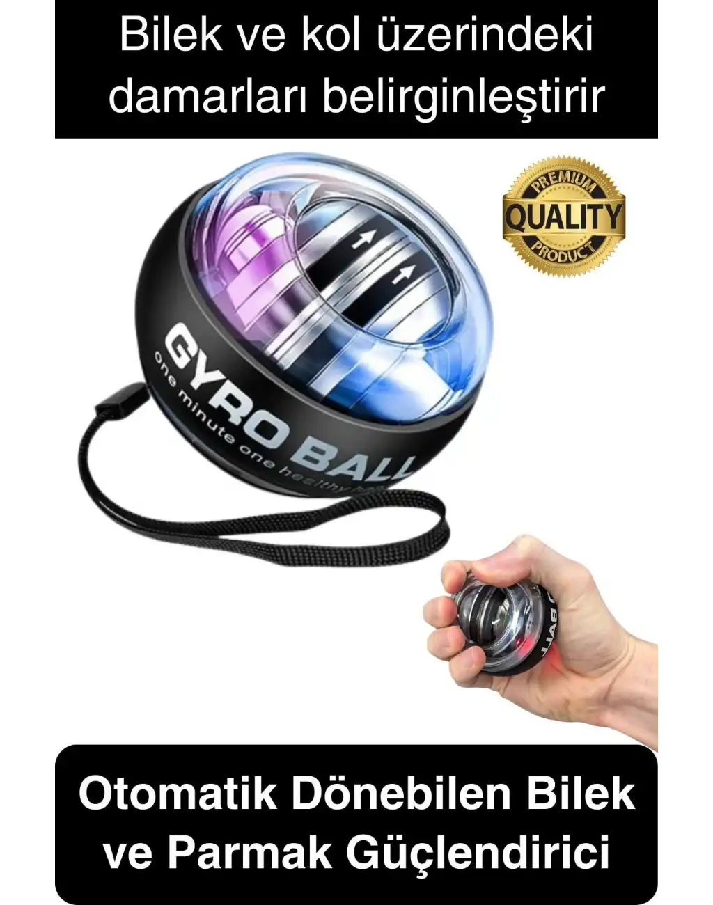 Otomatik Dönen Bilek Güçlendirici Kol Parmak Kas Geliştirici Kuvvet Egzersiz Topu Kavrama Jiroskop