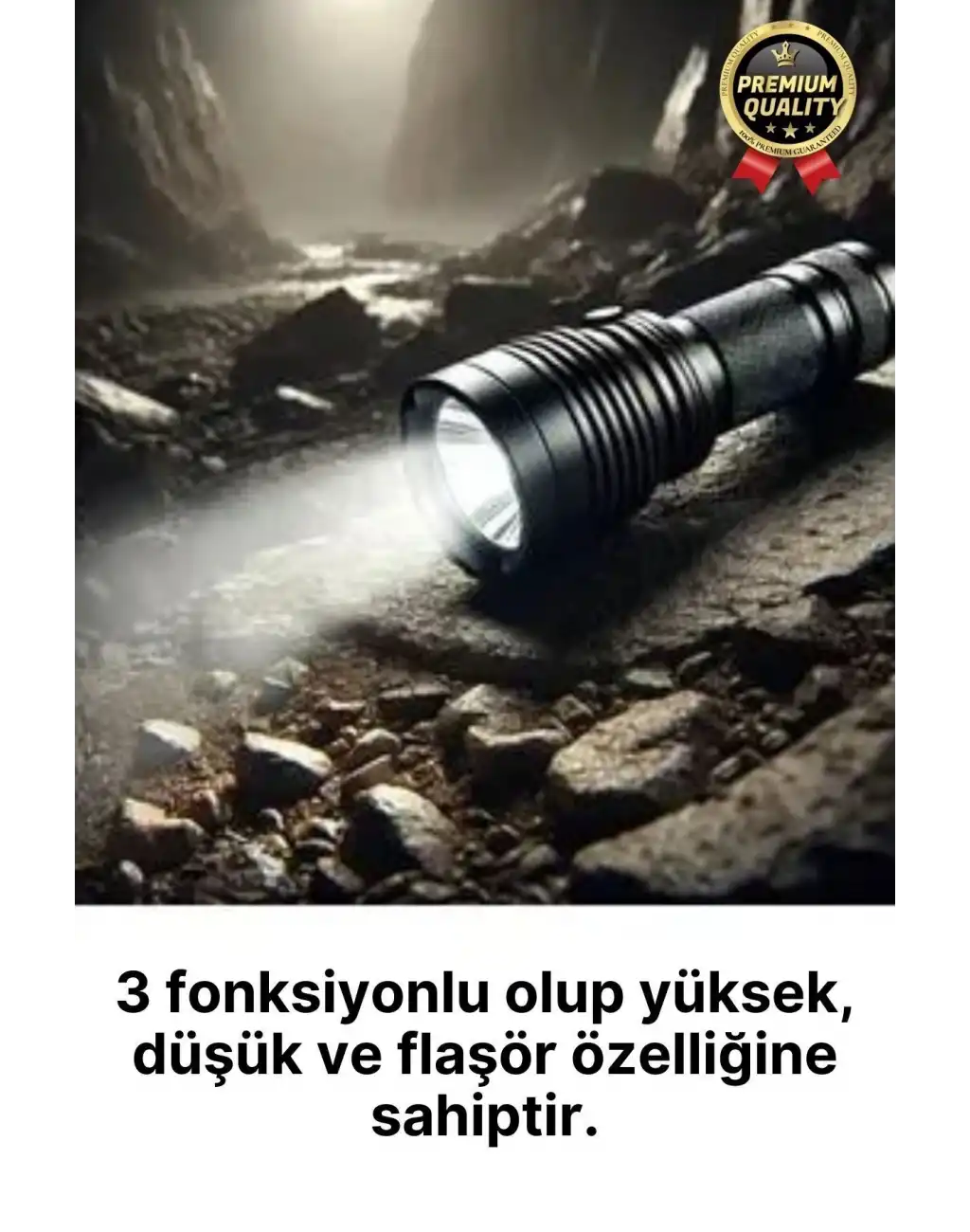 3 Fonksiyonlu Q5 Led Ultra Parlak Uzun Menzilli Pilli Yüksek Işık Gücüyle Acil Durum Kamp El Feneri
