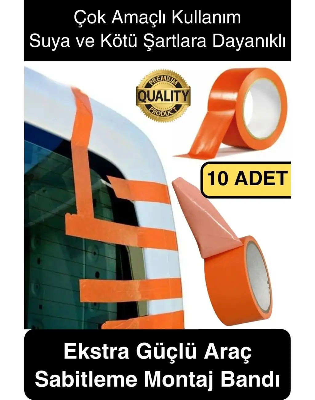 10 Adet İz Bırakmaz 50mmx30mt Araba Montaj Bandı Oto Araç Sabitleme Bant Ekstra Güçlü Suya Dayanıklı