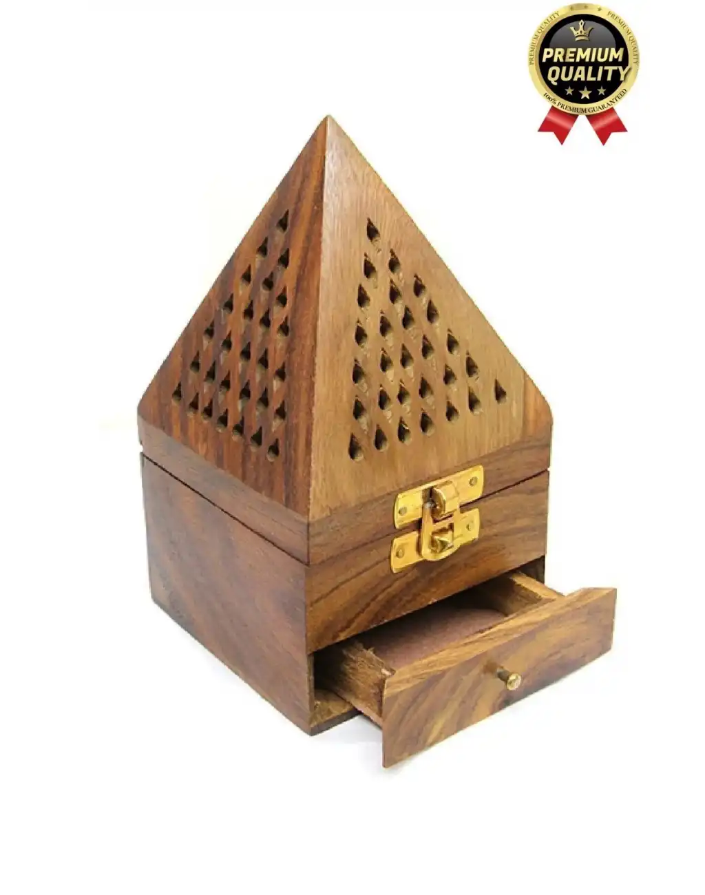 Özel Tasarım Dekoratif Hediyelik Piramit Şekli El Yapımı Ahşap Kutulu Tütsü Yakma Konisi