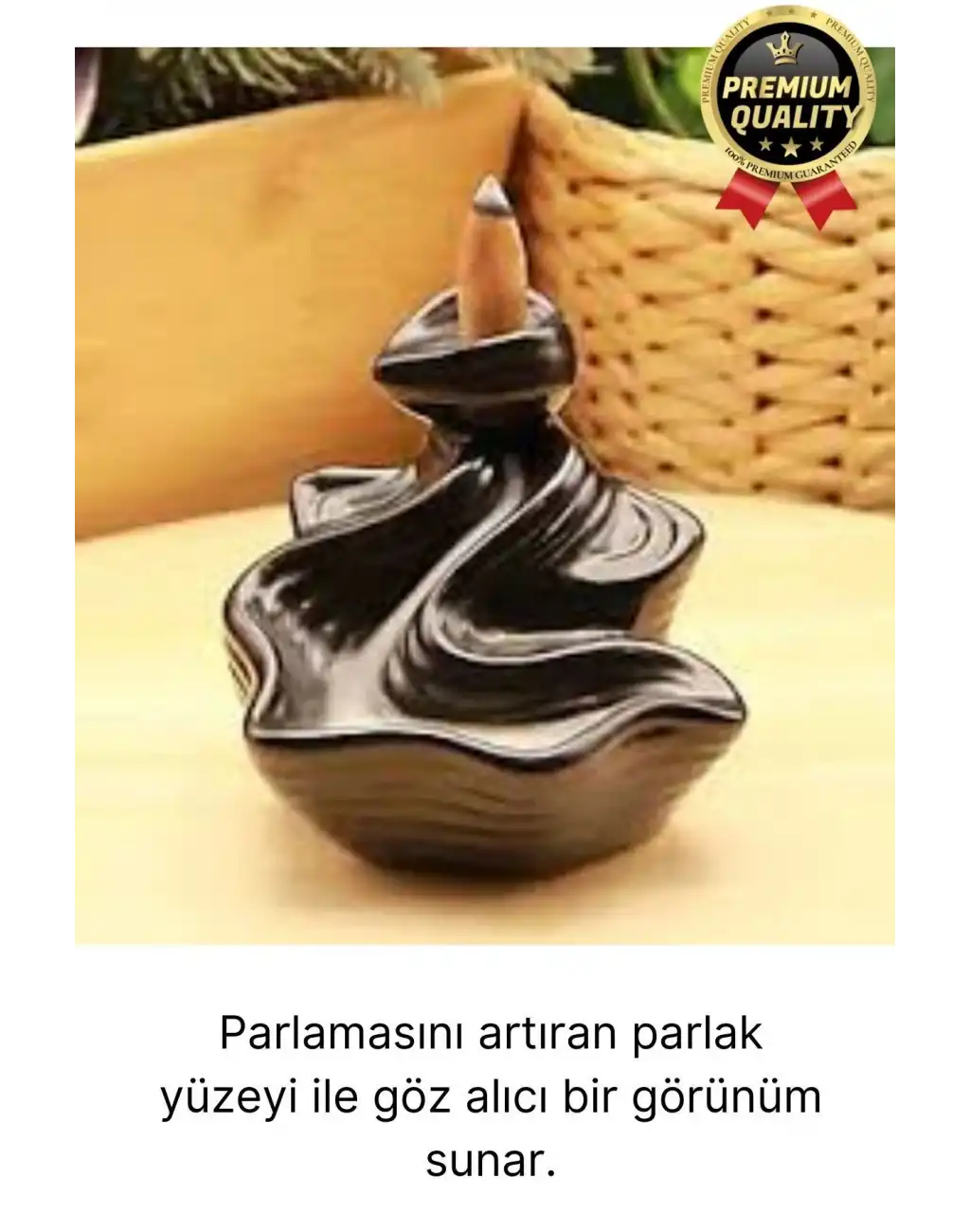 Özel Tasarım Seramik Siyah Geri Akış Şelale Tütsülük Buhardanlık Dekoratif El Yapımı Hediyelik Biblo