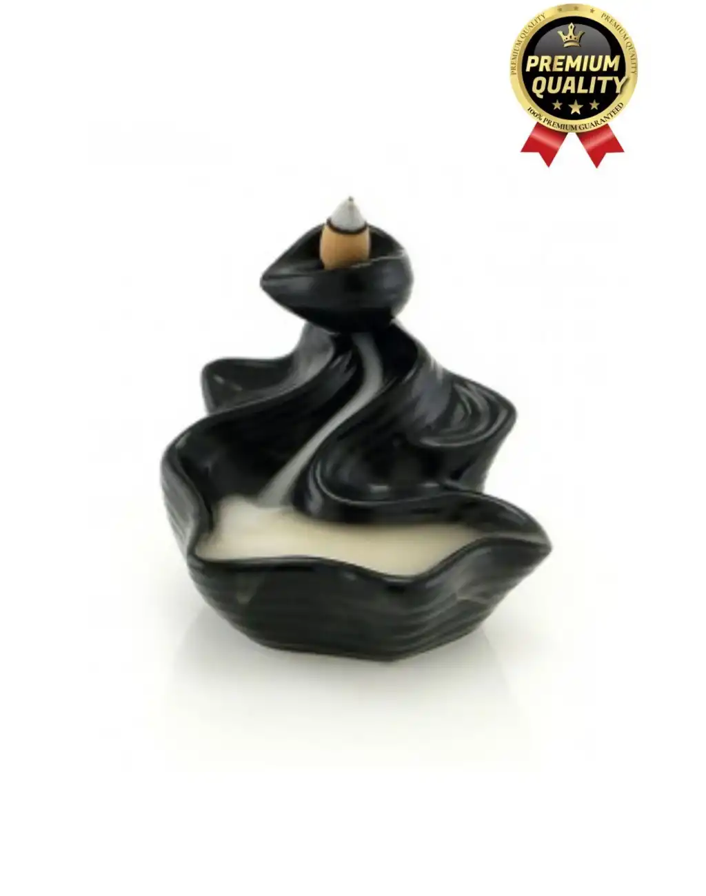 Özel Tasarım Seramik Siyah Geri Akış Şelale Tütsülük Buhardanlık Dekoratif El Yapımı Hediyelik Biblo