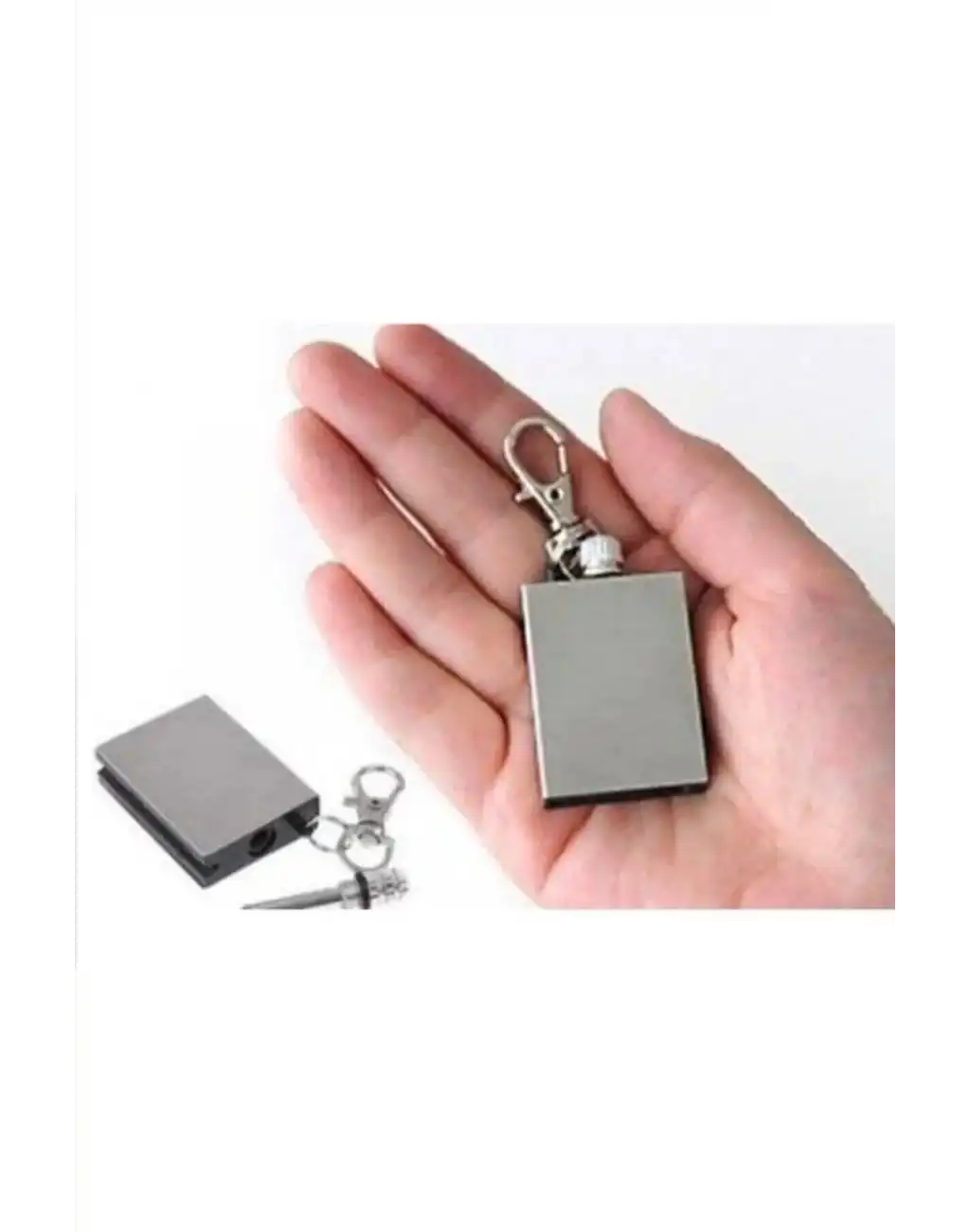 Benzinle Çalışan Rüzgarda Sönmeyen ve Taşınabilir Şık Anahtarlık Tasarım Metal Kibrit Çakmak Kamp